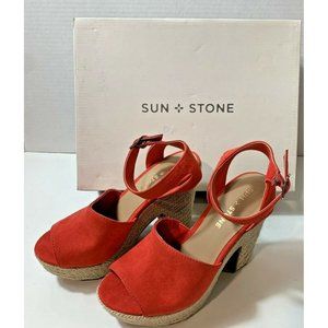 Sun + Stone Feyf Coral Mc Wedges size 6M New In Box
